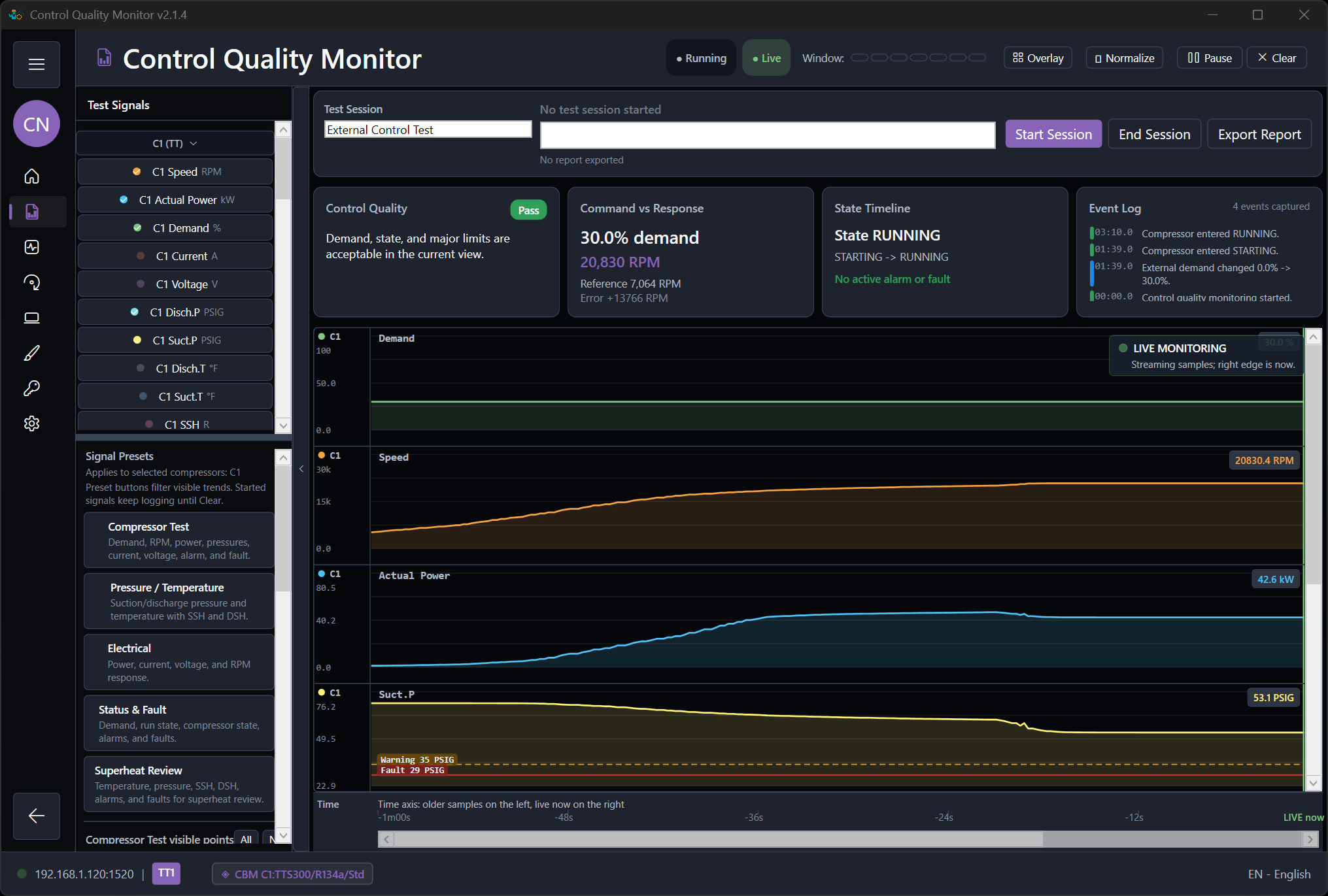 Inspect live control evidence